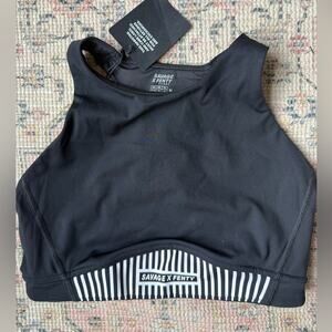 New Savage X Fenty Black Striped Logo Sports Bra Women’s Size Medium 8 10